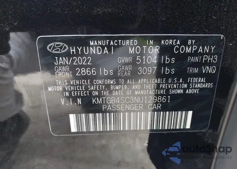 2022 Genesis G80 2.5T Rwd from USA, damaged, VIN KMTGB4SC3NU129861